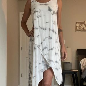 White/Grey Flowy tie dye layered summer dress